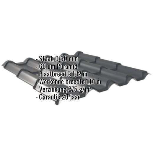 Dakpanplaat EUROPA | Staal 0,50 mm | 60 µm Puramid | 7016 - Antracietgrijs #2