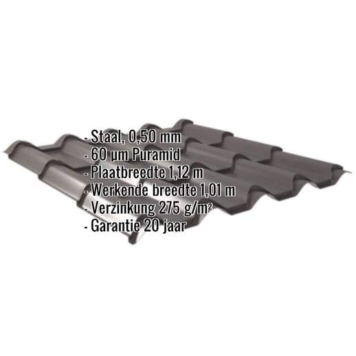 Dakpanplaat EUROPA | Staal 0,50 mm | 60 µm Puramid | 8017 - Chocoladebruin #2