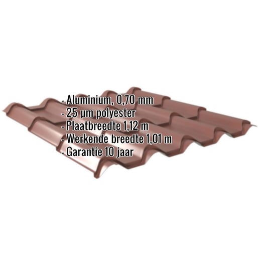 Dakpanplaat EUROPA | Aluminium 0,70 mm | 25 µm Polyester | 8012 - Roodbruin #2