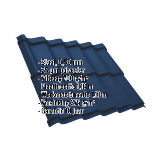 Dakpanplaat Szafir 350/15 | Anti-Drup 700 g/m² | Staal 0,50 mm | 25 µm Polyester | 5010 - Gentiaanblauw #2