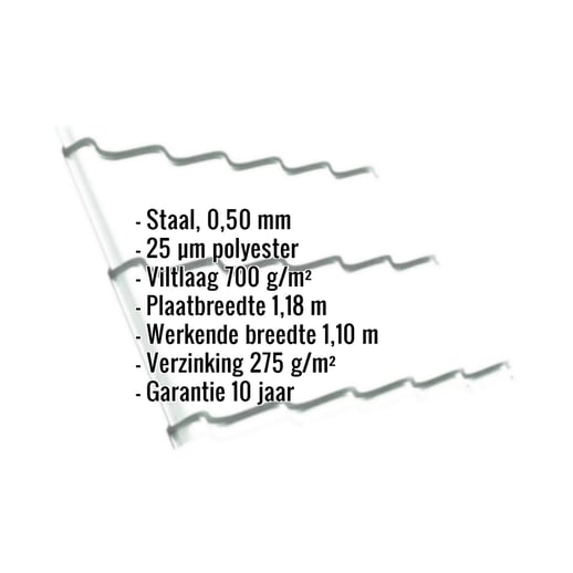 Dakpanplaat Szafir 350/15 | Anti-Drup 700 g/m² | Staal 0,50 mm | 25 µm Polyester | 9010 - Zuiverwit #2