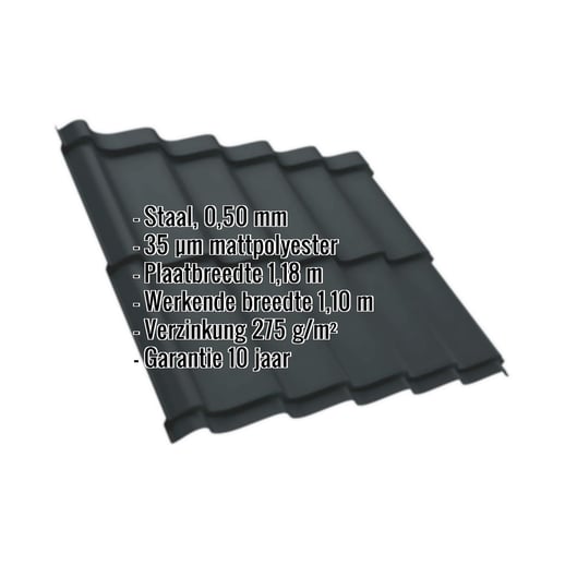 Dakpanplaat Szafir 350/15 | Staal 0,50 mm | 35 µm Mattpolyester | 7016 - Antracietgrijs #2