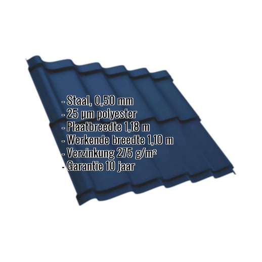 Dakpanplaat Szafir 350/15 | Staal 0,50 mm | 25 µm Polyester | 5010 - Gentiaanblauw #2