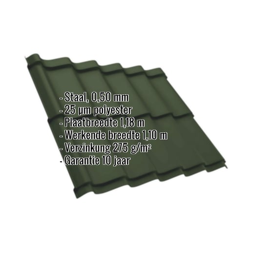 Dakpanplaat Szafir 350/15 | Staal 0,50 mm | 25 µm Polyester | 6020 - Chroomoxydegroen #2