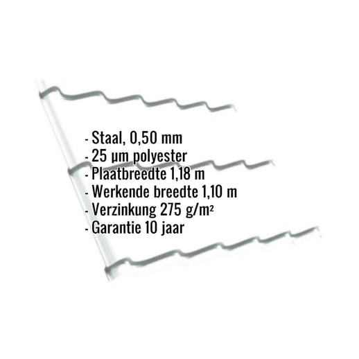 Dakpanplaat Szafir 350/15 | Staal 0,50 mm | 25 µm Polyester | 9010 - Zuiverwit #2