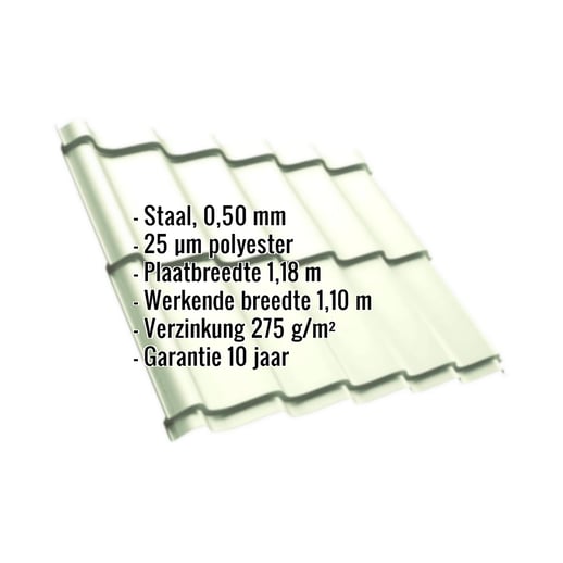 Dakpanplaat Szafir 350/15 | Staal 0,50 mm | 25 µm Polyester | 9002 - Grijswit #2
