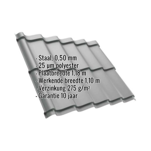 Dakpanplaat Szafir 350/15 | Staal 0,50 mm | 25 µm Polyester | 9006 - Zilver-Metallic #2