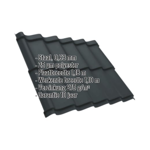 Dakpanplaat Szafir 350/15 | Staal 0,63 mm | 25 µm Polyester | 7016 - Antracietgrijs #2