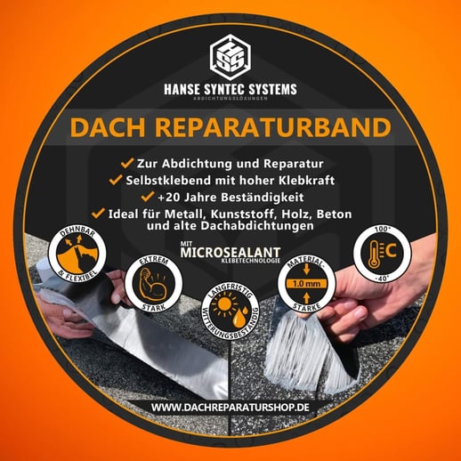 Dakreparatietape met MicroSealant® | Breedte 5 cm | Lengte 5,00 m | Grijs #5