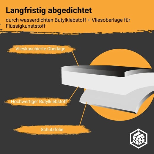Dakreparatietape VLIES+ | Breedte 10 cm | Lengte 5,00 m | Grijs #6