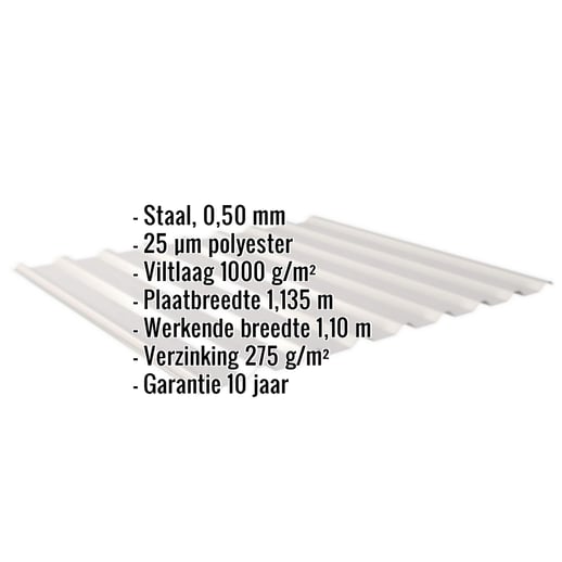 Damwandplaat 20/1100 | Dak | Anti-Drup 1000 g/m² | Staal 0,50 mm | 25 µm Polyester | 7035 - Lichtgrijs #2