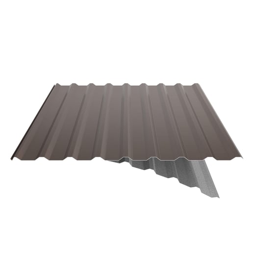 Damwandplaat 20/1100 | Dak | Anti-Drup 1000 g/m² | Staal 0,75 mm | 25 µm Polyester | 8011 - Notenbruin #9