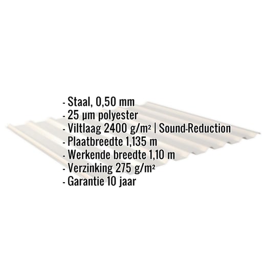 Damwandplaat 20/1100 | Dak | Anti-Drup 2400 g/m² | Staal 0,50 mm | 25 µm Polyester | 9002 - Grijswit #2