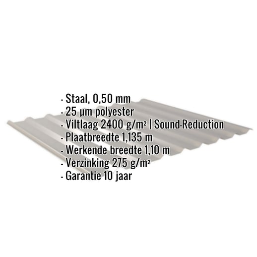 Damwandplaat 20/1100 | Dak | Anti-Drup 2400 g/m² | Staal 0,50 mm | 25 µm Polyester | 9007 - Grijs aluminiumkleuri #2