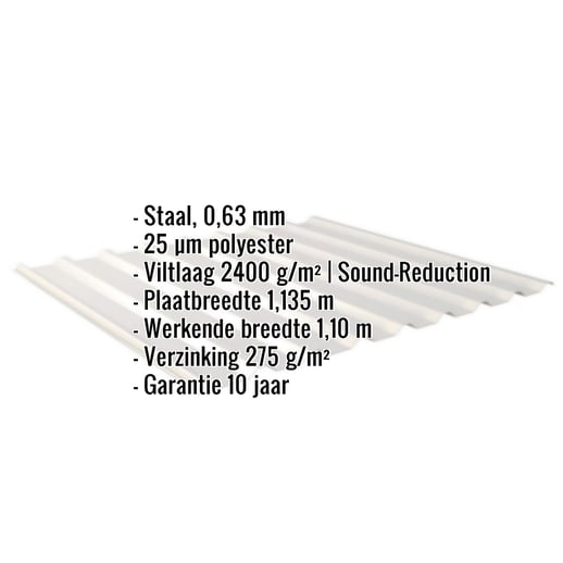 Damwandplaat 20/1100 | Dak | Anti-Drup 2400 g/m² | Staal 0,63 mm | 25 µm Polyester | 9006 - Zilver-Metallic #2