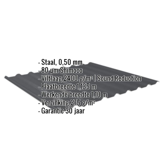 Damwandplaat 20/1100 | Dak | Anti-Drup 2400 g/m² | Staal 0,50 mm | 80 µm Shimoco | 7016 - Antracietgrijs #2