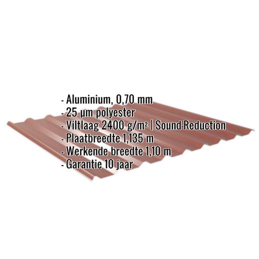 Damwandplaat 20/1100 | Dak | Anti-Drup 2400 g/m² | Aluminium 0,70 mm | 25 µm Polyester | 8012 - Roodbruin #2