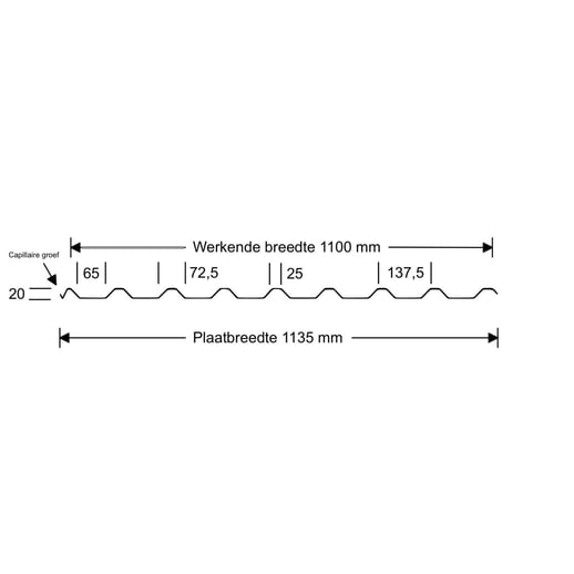 Damwandplaat 20/1100 | Dak | Anti-Drup 700 g/m² | Staal 0,50 mm | 60 µm Puramid | 7016 - Antracietgrijs #7