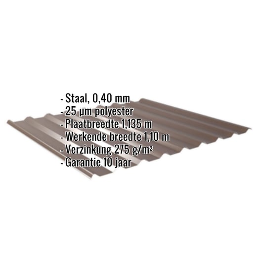 Damwandplaat 20/1100 | Dak | Restpartij | Staal 0,40 mm | 25 µm Polyester | 8014 - Sepiabruin #2