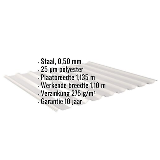 Damwandplaat 20/1100 | Dak | Staal 0,50 mm | 25 µm Polyester | 7035 - Lichtgrijs #2