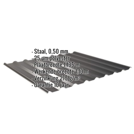 Damwandplaat 20/1100 | Dak | Staal 0,50 mm | 25 µm Polyester | 9005 - Gitzwart #2