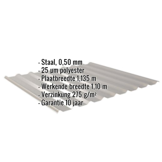 Damwandplaat 20/1100 | Dak | Staal 0,50 mm | 25 µm Polyester | 9007 - Grijs aluminiumkleurig #2