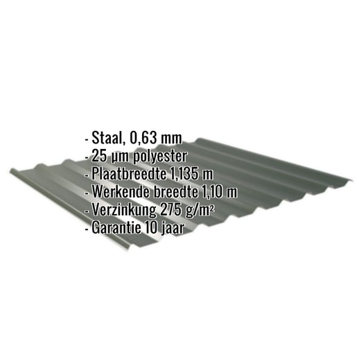 Damwandplaat 20/1100 | Dak | Staal 0,63 mm | 25 µm Polyester | 6020 - Chroomoxydegroen #2