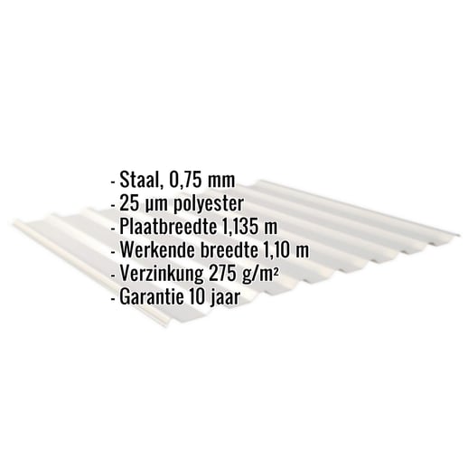 Damwandplaat 20/1100 | Dak | Staal 0,75 mm | 25 µm Polyester | 9006 - Zilver-Metallic #2