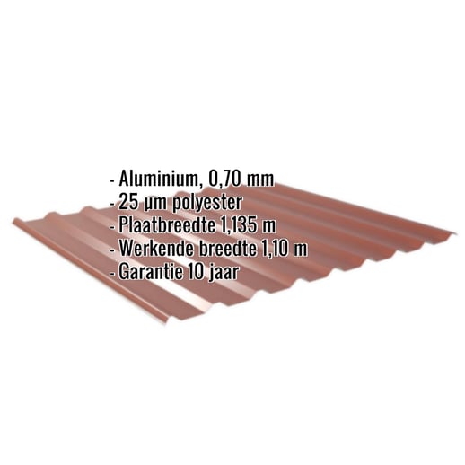 Damwandplaat 20/1100 | Dak | Aluminium 0,70 mm | 25 µm Polyester | 8012 - Roodbruin #2