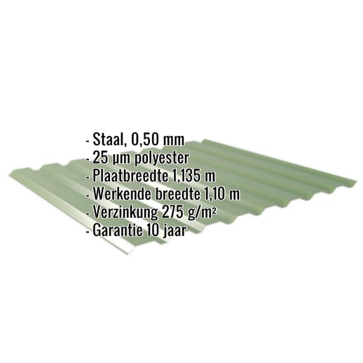 Damwandplaat 20/1100 | Gevel | Staal 0,50 mm | 25 µm Polyester | 6011 - Resedagroen #2
