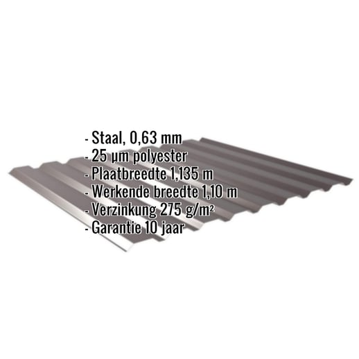 Damwandplaat 20/1100 | Gevel | Staal 0,63 mm | 25 µm Polyester | 8017 - Chocoladebruin #2