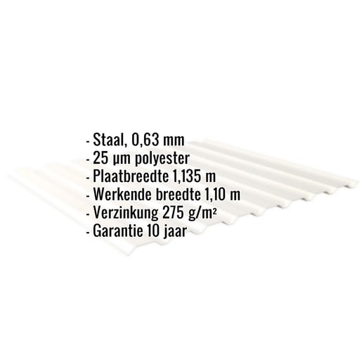 Damwandplaat 20/1100 | Gevel | Staal 0,63 mm | 25 µm Polyester | 9010 - Zuiverwit #2