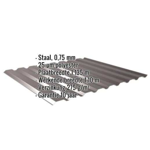 Damwandplaat 20/1100 | Gevel | Staal 0,75 mm | 25 µm Polyester | 8017 - Chocoladebruin #2