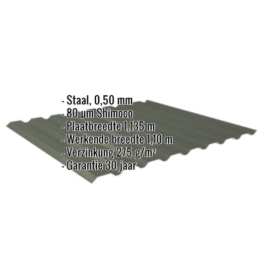 Damwandplaat 20/1100 | Gevel | Staal 0,50 mm | 80 µm Shimoco | 6020 - Chroomoxydegroen #2
