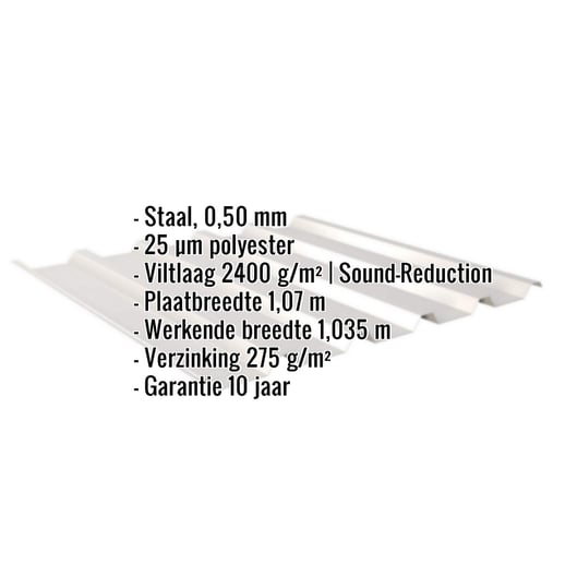 Damwandplaat 35/207 | Dak | Anti-Drup 1000 g/m² | Staal 0,50 mm | 25 µm Polyester | 7035 - Lichtgrijs #2