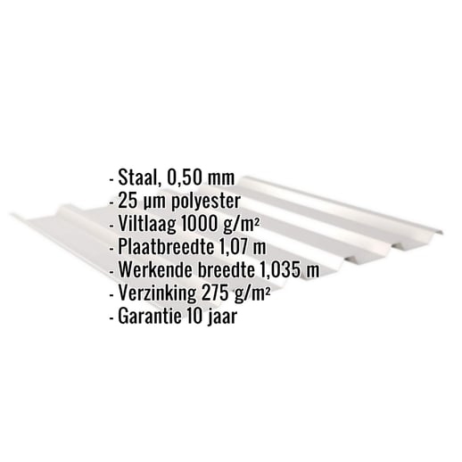Damwandplaat 35/207 | Dak | Anti-Drup 1000 g/m² | Staal 0,50 mm | 25 µm Polyester | 7035 - Lichtgrijs #2