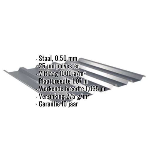 Damwandplaat 35/207 | Dak | Anti-Drup 1000 g/m² | Staal 0,50 mm | 25 µm Polyester | 7016 - Antracietgrijs #2