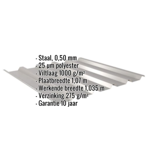 Damwandplaat 35/207 | Dak | Anti-Drup 1000 g/m² | Staal 0,50 mm | 25 µm Polyester | 9007 - Grijs aluminiumkleurig #2