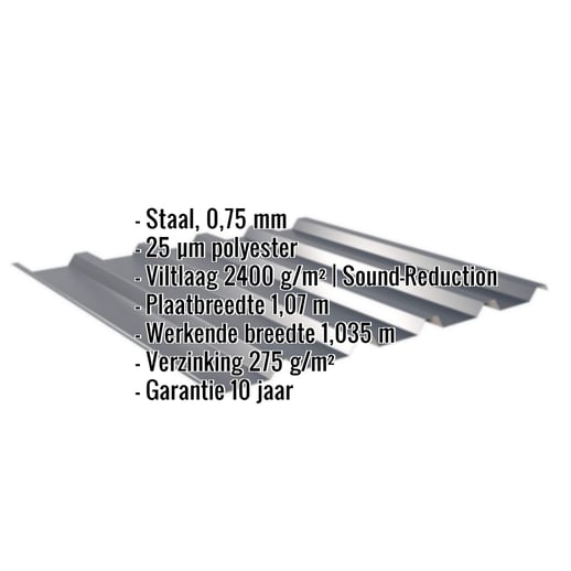 Damwandplaat 35/207 | Dak | Anti-Drup 1000 g/m² | Staal 0,75 mm | 25 µm Polyester | 7016 - Antracietgrijs #2