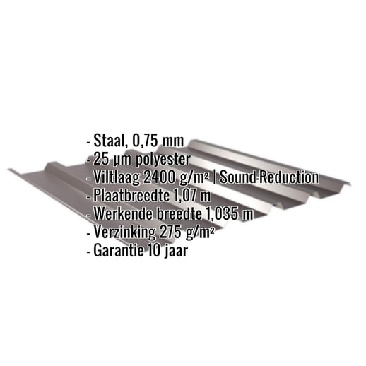 Damwandplaat 35/207 | Dak | Anti-Drup 1000 g/m² | Staal 0,75 mm | 25 µm Polyester | 8017 - Chocoladebruin #2