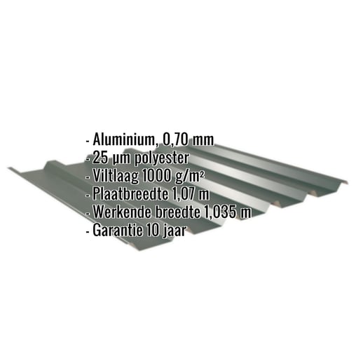 Damwandplaat 35/207 | Dak | Anti-Drup 1000 g/m² | Aluminium 0,70 mm | 25 µm Polyester | 6005 - Mosgroen #2