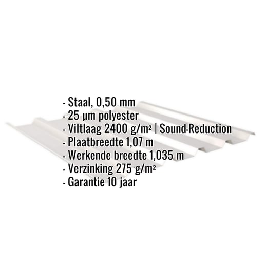 Damwandplaat 35/207 | Dak | Anti-Drup 2400 g/m² | Staal 0,50 mm | 25 µm Polyester | 7035 - Lichtgrijs #2
