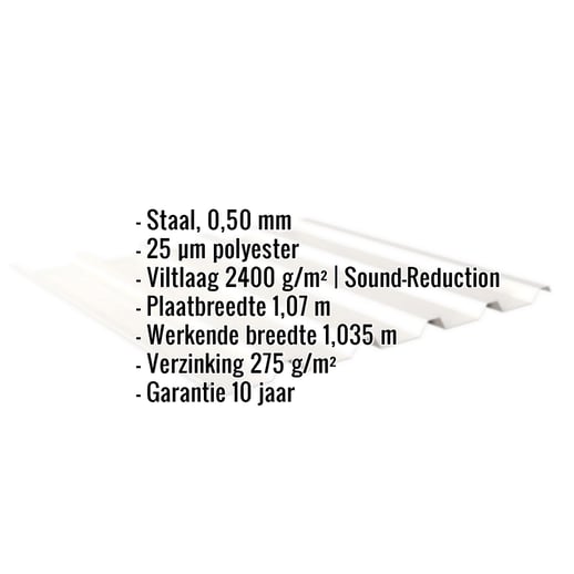 Damwandplaat 35/207 | Dak | Anti-Drup 2400 g/m² | Staal 0,50 mm | 25 µm Polyester | 9010 - Zuiverwit #2