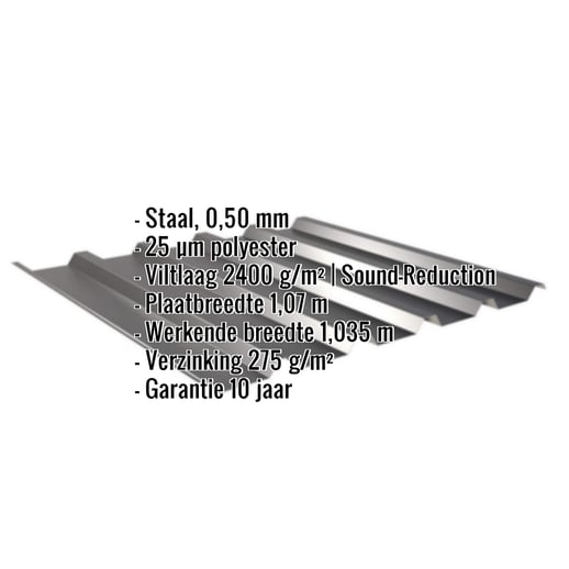 Damwandplaat 35/207 | Dak | Anti-Drup 2400 g/m² | Staal 0,50 mm | 25 µm Polyester | 9005 - Gitzwart #2