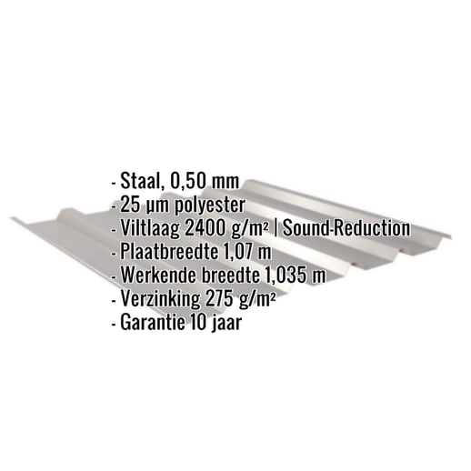Damwandplaat 35/207 | Dak | Anti-Drup 2400 g/m² | Staal 0,50 mm | 25 µm Polyester | 9007 - Grijs aluminiumkleuri #2