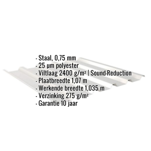 Damwandplaat 35/207 | Dak | Anti-Drup 2400 g/m² | Staal 0,75 mm | 25 µm Polyester | 9006 - Zilver-Metallic #2