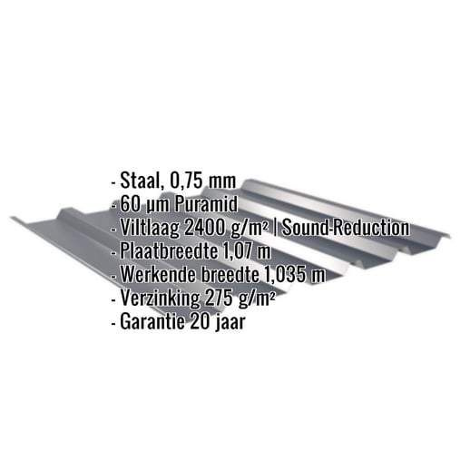 Damwandplaat 35/207 | Dak | Anti-Drup 2400 g/m² | Staal 0,75 mm | 60 µm Puramid | 7016 - Antracietgrijs #2