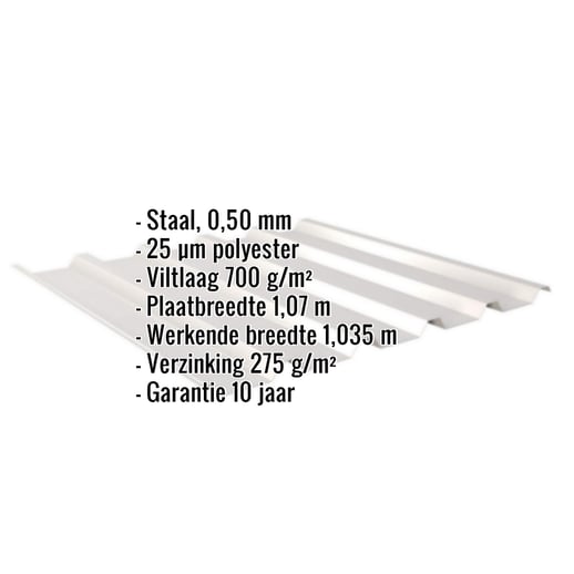 Damwandplaat 35/207 | Dak | Anti-Drup 700 g/m² | Staal 0,50 mm | 25 µm Polyester | 7035 - Lichtgrijs #2