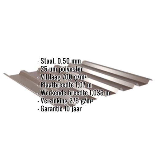 Damwandplaat 35/207 | Dak | Anti-Drup 700 g/m² | Staal 0,50 mm | 25 µm Polyester | 8014 - Sepiabruin #2