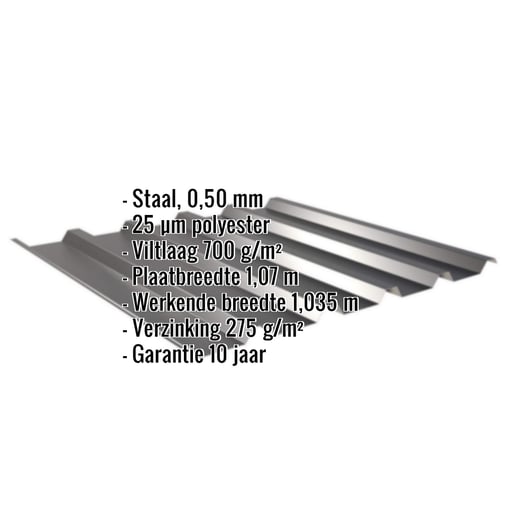 Damwandplaat 35/207 | Dak | Anti-Drup 700 g/m² | Staal 0,50 mm | 25 µm Polyester | 9005 - Gitzwart #2